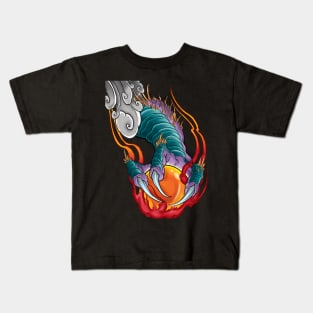 Flaming Dragon Claw with Crystal Ball Kids T-Shirt